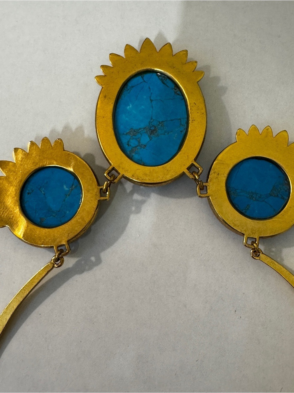Gold-Tone Necklace with Bright Turquoise Stones - Picture 4 of 4